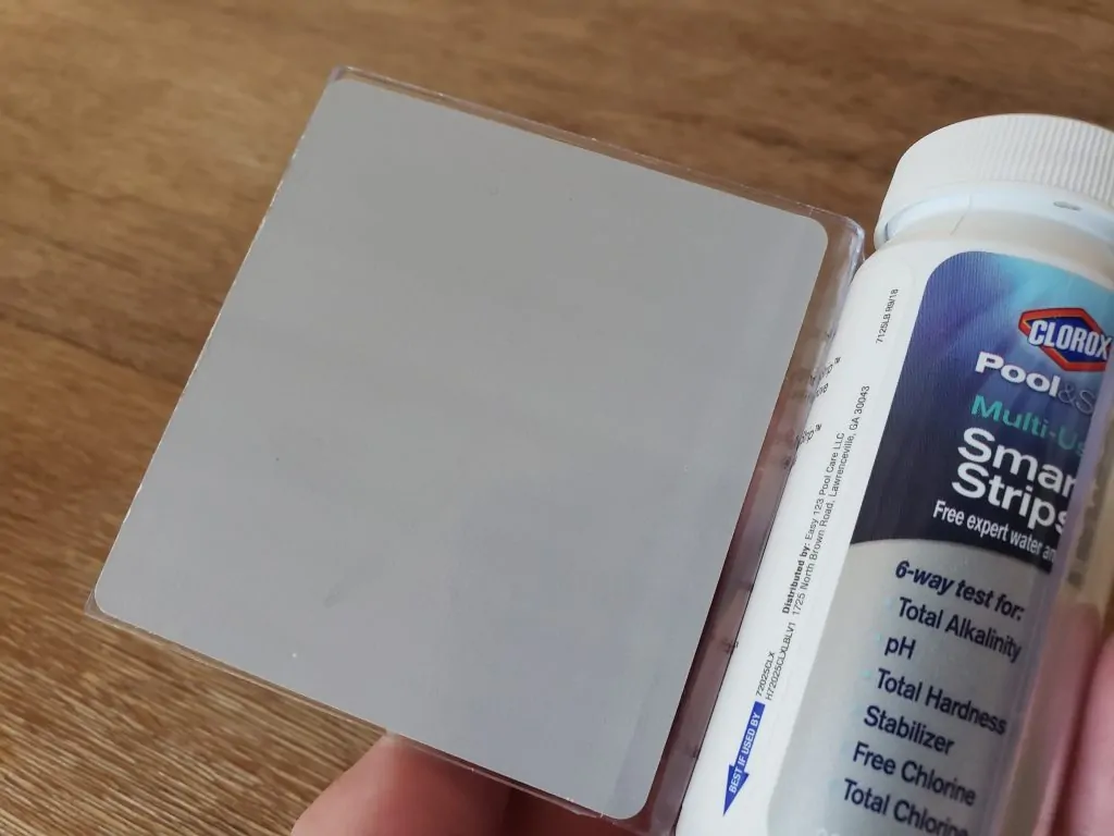 A Clorox Smart Strips container that holds the test strips.